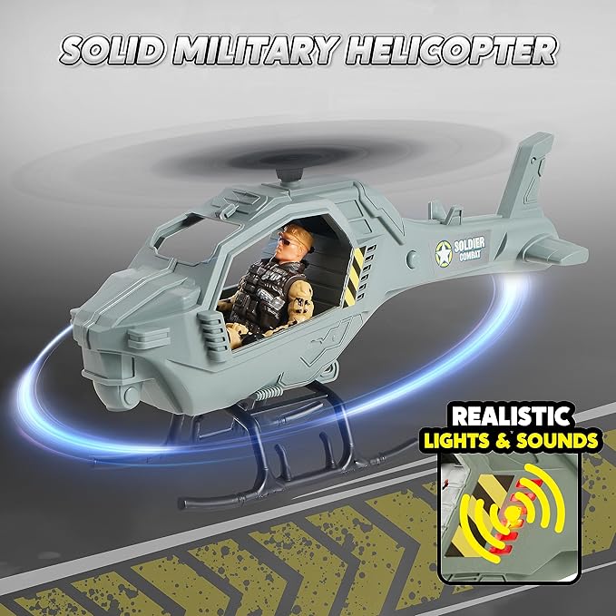 JOYIN Military Base Toys Set Including Army Vehicles, Army Men Action Figures and Weapon Gear Accessories Military Combat Toys