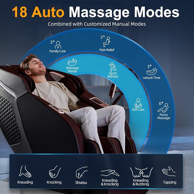 Upgraded 4D Massage Chair Full Body, Zero Gravity SL-Track Massage Chair Recliner with AI, Body Scan, Heating, Calf Kneading, Rocking Sleep Mode, Airbags, Foot Rollers, 18 Auto Modes