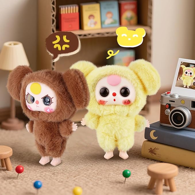 Vinyl Plush Pendant, Stuffed Animals with Cute Vinyl Face Vivid Expression for Girls Boys, Kawaii Macaron Yellow Plush Figures Stuffed Doll Gift for Birthday Home Car Décor Collectibles Toys Christmas