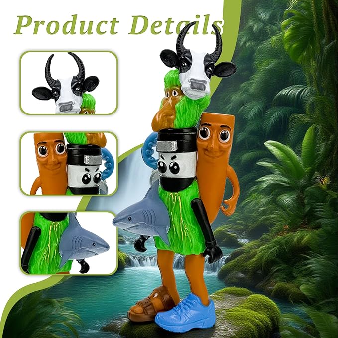 8Pcs Italian Brainrot Action Figures,Tralalero Travala Toy Set Tralalero Travala,Tung Tung Tung Sahur, Brr Brr Patapim - Brainrot fidget Toys,Decorations Gifts for Office Room Figurine Decor (1PCS-B)