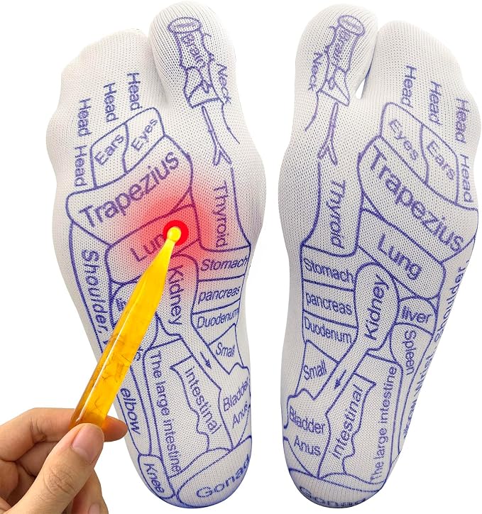 BIRDDIE Acupressure Reflexology Socks Physiotherapy Massage Relieve Tired Feet Reflexology Socks with Massage Tools for Women and Men (Men)