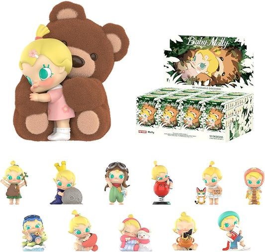 POP MART Baby Molly My Huggable Discovery Series Figures, 12PCs Blind Box Figures, Random Design Action Figures Collectible Toys Home Decorations, Holiday Birthday Gifts, Whole Set