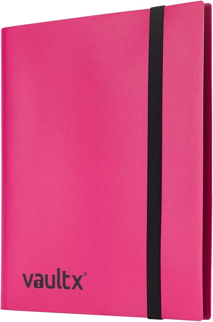 Vault X 9 Pocket Standard Strap Binder, Holds 360 Trading Cards in 20 Side-Loading Pages (Pink)