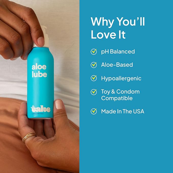 Hello Cake Aloe-Based Lube - Hypoallergenic, pH-Balanced Personal Lubricant – Hydrating, Moisturizing & Non-Sticky Glide for Men, Women, & Couples, 3.3 fl oz