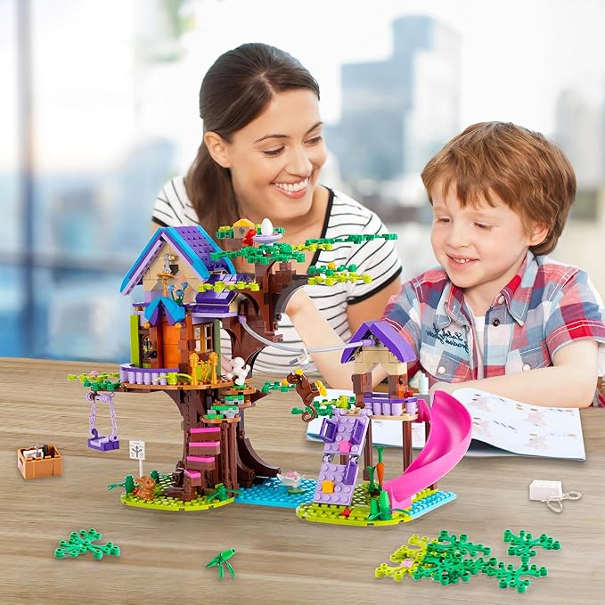 Treehouse Building Blocks, Friendship Forest Treehouse Building Toy with Slide, Swing, Animals, Creative Forest Toy Great Gift for Kids Girls Boys 6-12 (751Pcs)