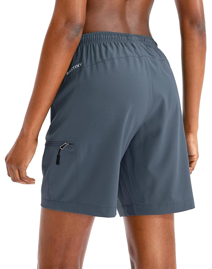 SANTINY Women's 5''/ 7''/9'' Hiking Cargo Shorts Quick Dry Lightweight Summer Shorts for Women Athletic Golf Zipper Pockets