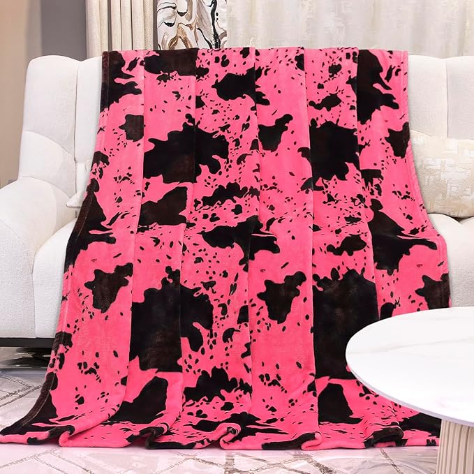 Twin Size Blanket for Bed Couch, Ultra Soft Cozy Plush Hot Pink Twin Fleece Blanket for Women Colleage, Camping, Travel Essentials, Cute Pink Home Roome Graduations Decor 60x80 inches