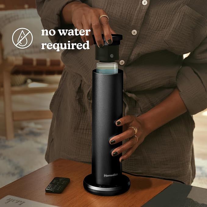 Homedics SereneScent Waterless Essential Oil Diffuser, Home Fragrance Scent Diffuser for Large Rooms, No Water Needed, Patented Air Diffusion Technology, Oil Sold Separately, Black