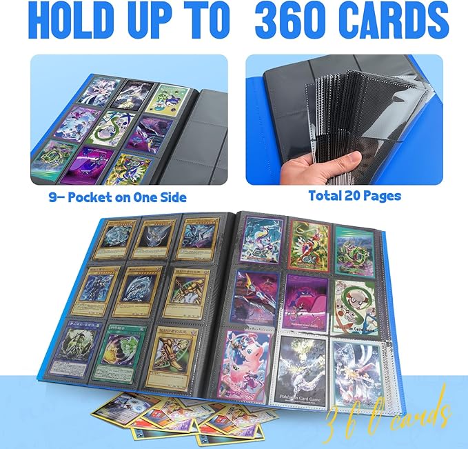Card Binder 9-Pockets,Trading Card Binder,20 Pages, 360 Card Capacity Collection Binder, Card Folder for MTG, TCG, Game Cards & Sports Cards (Light blue)
