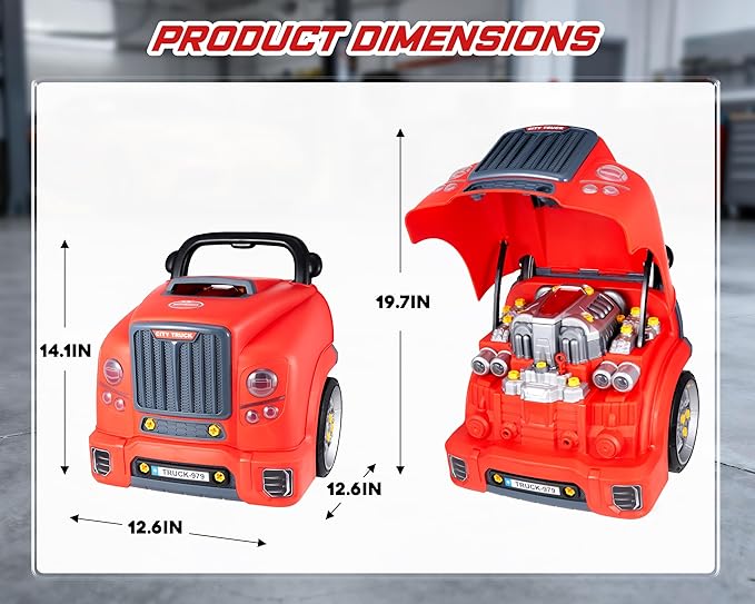 Interactive Truck Engine Toy with Removable Parts - Lights, Sounds, and Fun for Young Mechanics -Unleash their Creativity and Motor Skills with this Truck Engine Toy- Ideal Gift for 3-5-Year-Old Boys
