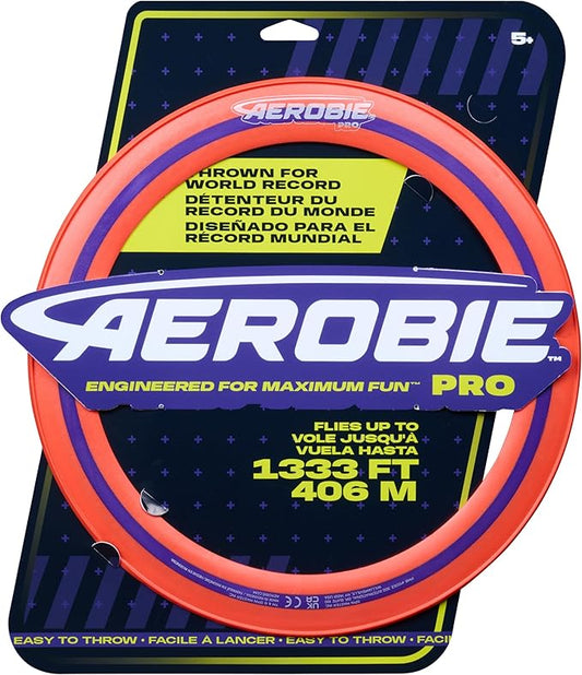 Aerobie Pro Ring Outdoor Flying Disc, Flying Ring for Kids Parties and Backyard Games, Teen Boys Gift Ideas, Kids Toys for Ages 5 & Up, Orange, 14