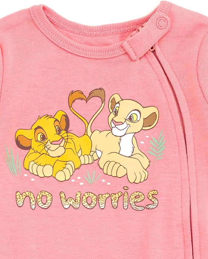 Disney Baby Girls 2 Pack Zip Up Sleep N' Plays Newborn to Infant Sizes (Newborn - 24 Months)