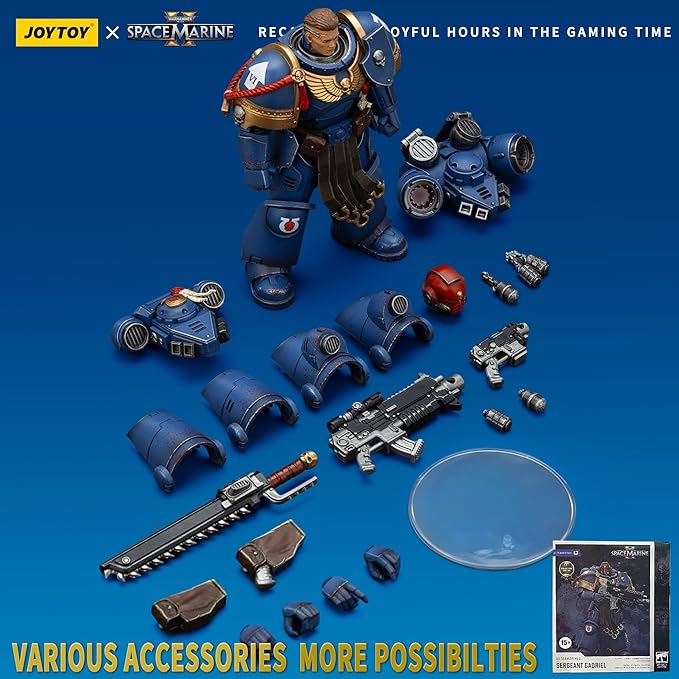 JOYTOY Warhammer 40k Action Figure 1：18 Scale 5.0inch Space Marines Ultramarines Sergeant Gadriel-Collectors Edition Anime Figures for Collectible and Displayable Models