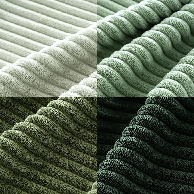 MIULEE Soft Corduroy Decorative Throw Pillow Covers Forest Green 20x20 | Set of 4, Mordern Nordic Home Decor, Gradient Color Matching, Boho Farmhouse Cushion Covers for Couch Bed Sofa Living Room