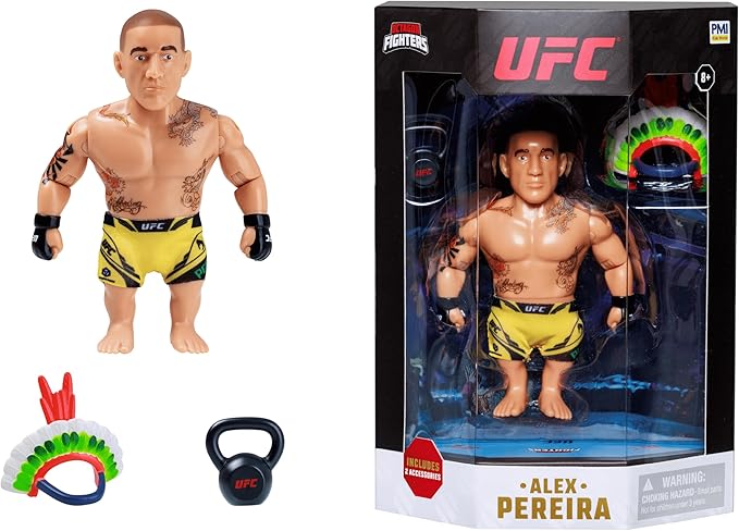 UFC 4.5-Inch Articulated Action Figure – Alex Pereira with Accessories | Official UFC Collectible by PMI | 1 Pack Window Box | 4 Fighters to Collect