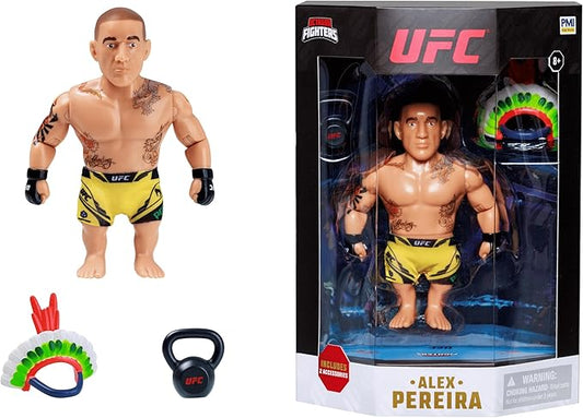 UFC 4.5-Inch Articulated Action Figure – Alex Pereira with Accessories | Official UFC Collectible by PMI | 1 Pack Window Box | 4 Fighters to Collect