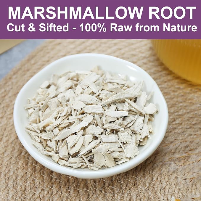 FullChea - Marshmallow Root Loose 6OZ/171g - Premium Natural Dried Cut & Sifted Althaea Officinalis - Non-GMO - Caffeine-free - Respiratory Support & Promote Digestion