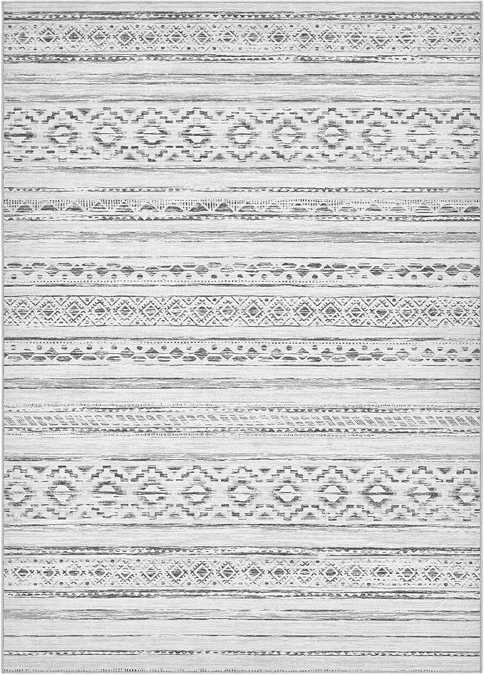 cotiled 10x14 Area Rugs Living Room Rug: Washable Boho Rugs with Non Slip Backing Large Soft Indoor Stain Resistant Carpet for Bedroom Farmhouse Dining Room Lightweight Home Decor Cream Grey