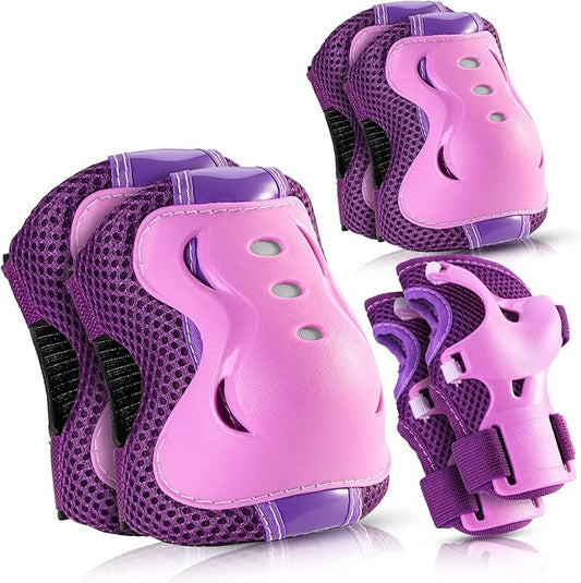 BOSONER Knee Pads for Kids Roller-Skating: Adjustable Protective Gear Set Knee Elbow Pads Wrist Guards for Bike Cycling Skateboarding Scooter Gifts 3-8/9-15 Years Boys Girls