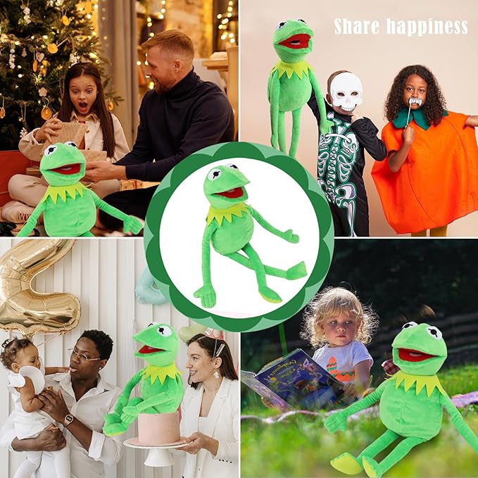 Kermit The Frog with Control Rod Metal Puppets Set,The Muppets Show, Puppet Theatre,Soft Plush Frog Puppets Suitable for Kids Role Play Toy - 24 Inches,3 Years +