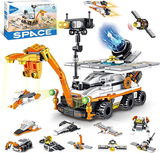 Mars Rover Building Blocks Set for Boys Ages 6-12, 25-in-1 Space Toys for Kids to Assemble a Big Mars Rover or 12 Small Different Space Probe, Best Present for Boys and Girls Aged 8-14 (556PCS)