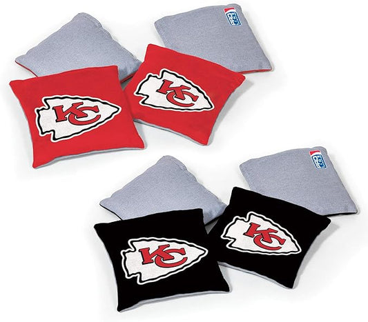 NFL Pro Football Dual Sided Bean Bags by Wild Sports, 8 Count, Premium Toss Bags for Cornhole Set - Great for Tailgates, Outdoors, Backyard