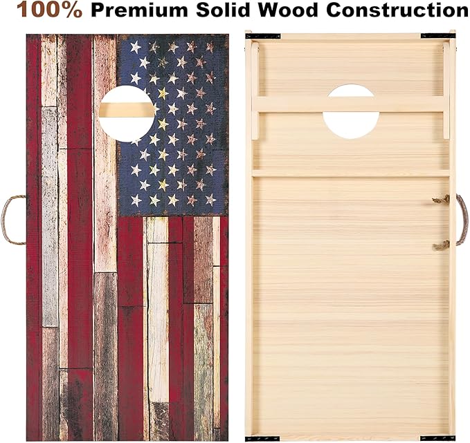 Sportdo 4x2 ft Solid Wood Cornhole Set with 8 Bean Bags, Regulation Size Cornhole Board Set for Adults, Cornhole Game Set for Tailgate Backyard Toss Games Indoor&Outdoor Activities