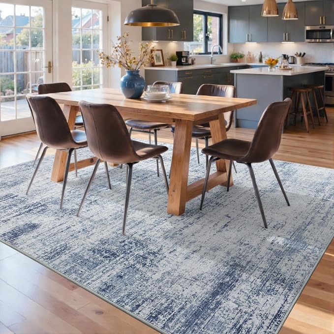 5x7 Ft Area Rugs for Living Room, Soft Non-Slip Washable Rugs Modern Abstract Pattern Carpet for Bedroom Indoor Floor Nursery Home Decor (Blue)