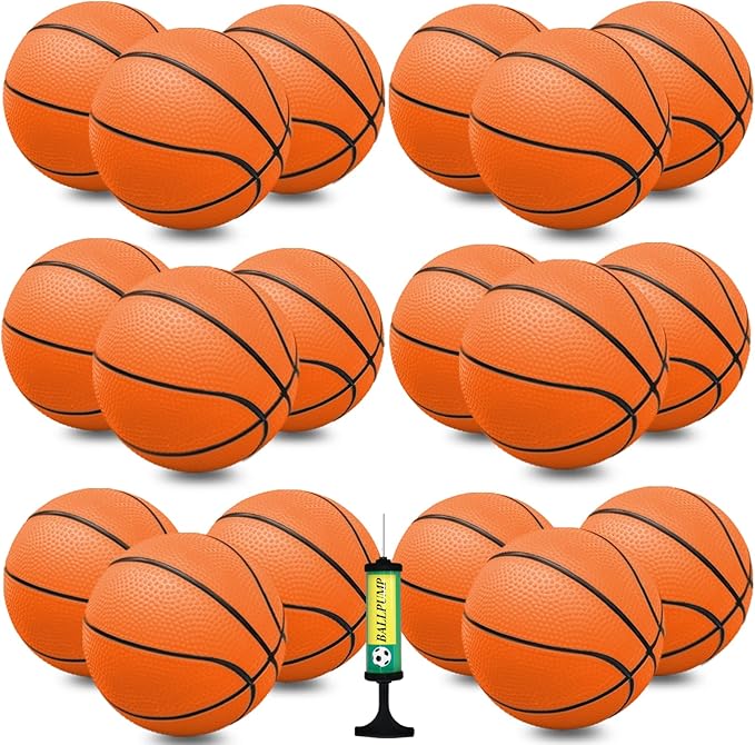 Oleitodh 15Pcs 6" Mini Basketball Balls Bulk Small Basketball Set with Pump, PVC Small Basketballs for Over The Door Hoop Games Party Favors Indoor Outdoor Play Adults Kids Pool Beach