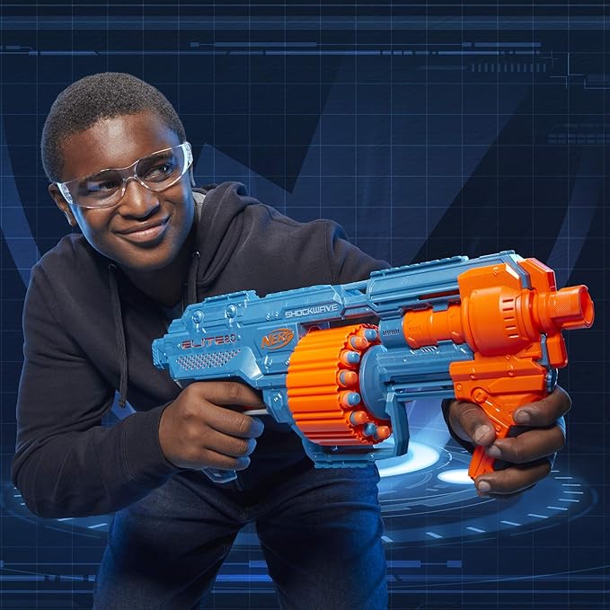Nerf Elite 2.0 Shockwave RD-15 Dart Blaster, 30 Nerf Elite Darts, 15-Dart Rotating Drum, Kids Outdoor Toys for 8 Year Old Boys & Girls and Up (Amazon Exclusive)