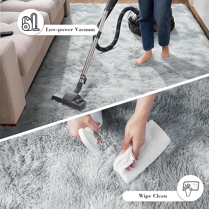 Fluffy Rug Shag Area Rug, Mottling Grey 3x5 Area Rugs for Bedroom, Small Bedside Rug, Soft Fluffy Shag Entryway Throw Rugs for Living Room Bedroom Room Home Decor