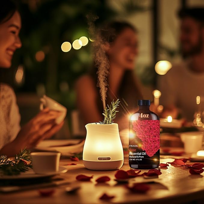 Rose Essential Oil, Rose Oil 4 Fl Oz 120ML for Diffuser Humidifier Yoga Cleaning DIY Candle Soap Making Valentine's Day Gift Essential Oils FRAOIL (Rose 4 Fl Oz (Pack of 1))