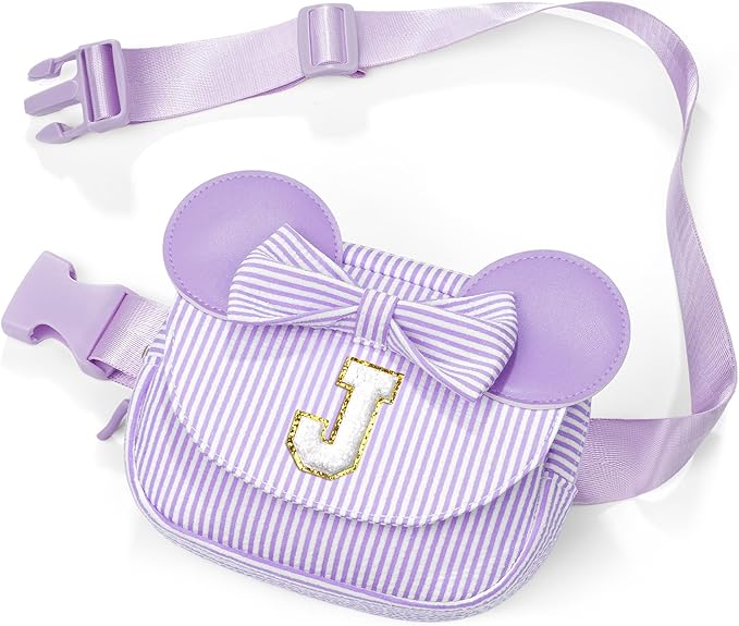 QLOVEA Birthday Gifts for 3 4 5 6 7 8 9 10 11 12 13 Year Old Girls, Trendy Stuff Gifts for Teen Girls Kids, Initial Crossbody Bag Belt Bag for Women Purple J