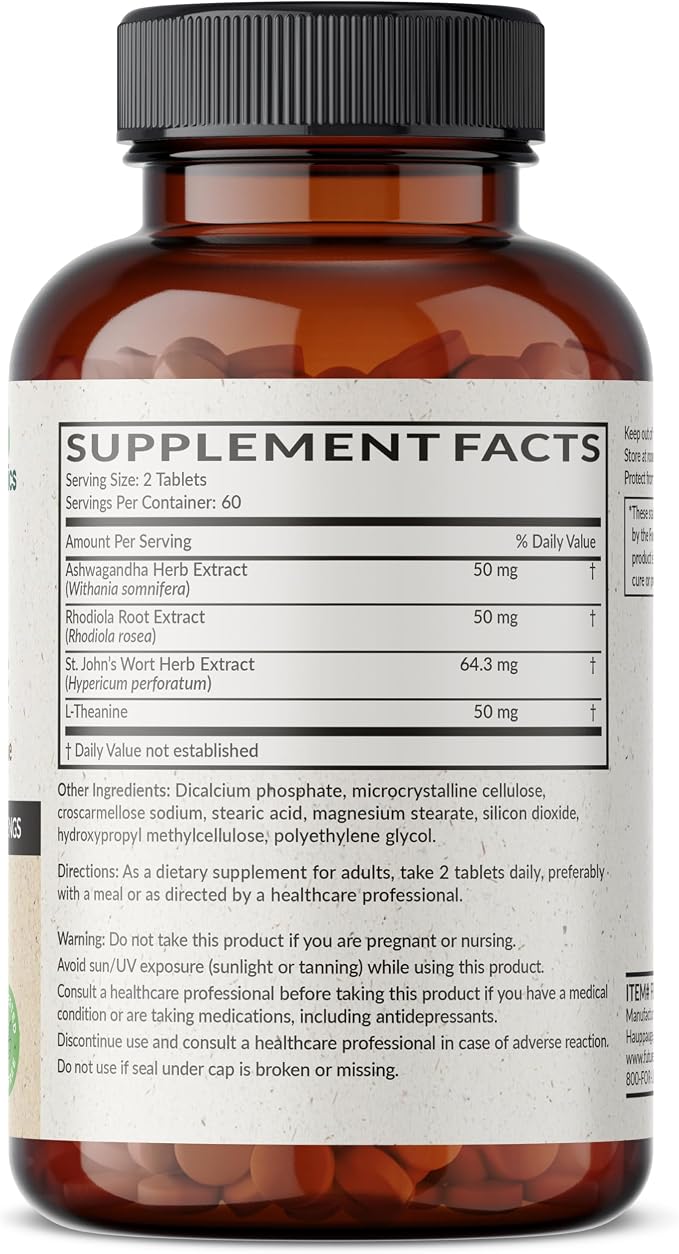 Futurebiotics Chill Pill + Ashwagandha, Rhodiola, St. John’s Wort, & L-Theanine - Non-GMO, 120 Vegetarian Tablets