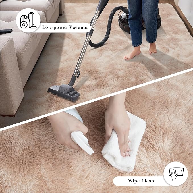 yongyangjuxin Fluffy Rug Shag Area Rug, Mottling Beige 8x10 Area Rugs for Living Room, Large Shag Area Rugs for Bedroom Room Home Decor, Upgrade Anti-Skid Rectangular Fuzzy Rugs