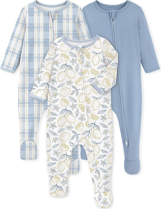 Yoofoss Baby Pajamas 100% Organic Cotton Baby Sleepers for Newborn 0-3 3-6 6-9 Months Boys Girl Clothes 3pcs Footed PJs