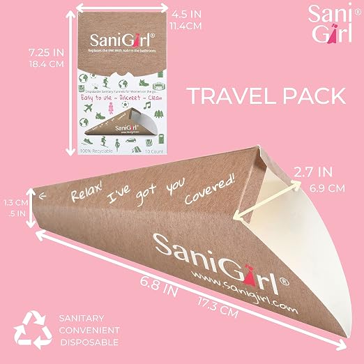 SaniGirl Disposable Sanitary Pee Funnels | Girls Neatly Stand to Pee | Women Girls Toddler Urinal | Combo Pack Two Sizes Female Urination Device | Girls Travel Potty My Little Helper (20 Count)