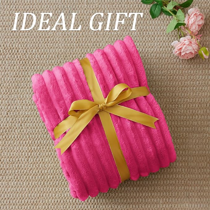 BEDELITE Ribbed Twin Blanket for Couch & Bed, Hot Pink, 60"x80" | Ultra-Soft Plush Fleece, Cozy, Warm Yet Lightweight, Ribbed Texture, Home Decor, Machine Washable, Giftable, All-Season Use