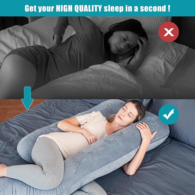 Cute Castle Pregnancy Pillows, Soft U-Shape Maternity Pillow with Removable Cover - Full Body Pillows for Adults Sleeping - Pregnancy Must Haves - Jumbo 57 Inch - Grey (Pack of 2)