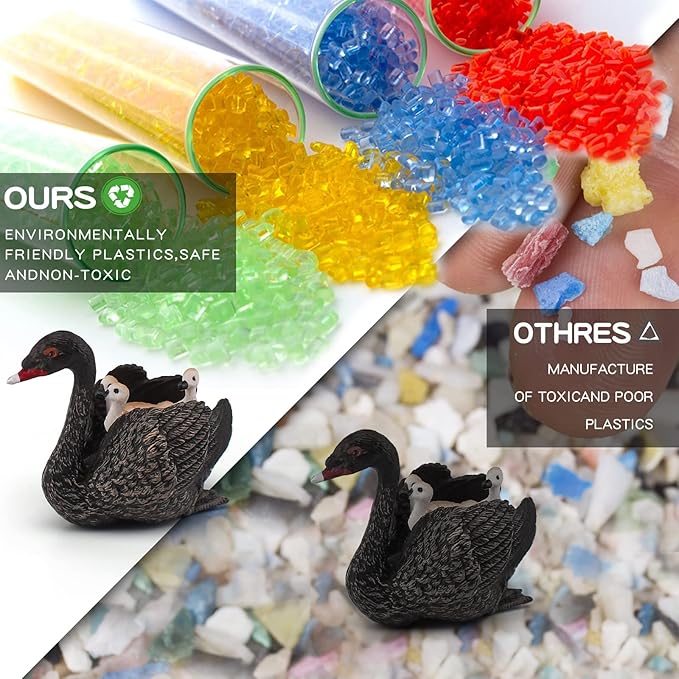 LC JoyCre Black Swan Figurine 3 Inch Big Black Goose Swan Toy Animal Figure for Toddlers Preschool Animals Figures Eduactional Project Diorama Model Toy for Kids 3 4 5 6