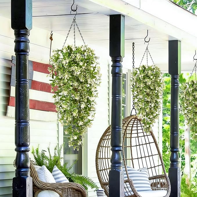 Waipfaru 4pcs Fake Hanging Plants, Faux Ivy Fake Vines Greenery | Artificial Hanging Flowers for Wall Home Bedroom Living Room Aesthetic Kitchen Office Aesthetic Kitchen Indoor Outdoor Decor