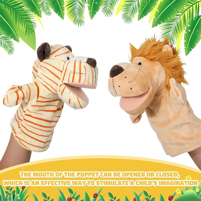 Wettarn 12 Pieces Animal Puppets Set Mouth with Working for Kids Toy for Boys and Girls Storytelling Toddler School Classroom Preschool Birthday(Classic Style)