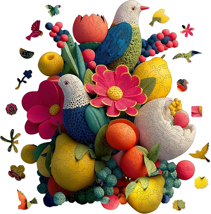 MEATRN Wooden Puzzles for Adults - Flowers & Birds Wooden Jigsaw Puzzles, 202 Pcs Laser-Cut Wood Puzzle Adults, Relaxing Mindful Puzzle Game, Unique Gift for Family and Friends, 9.8x12in