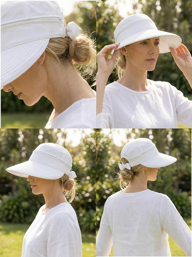 2-in-1 Women’s Sun Visor Sun Hat Zipper Off Ponytail Friendly, Lightweight Quick Dry, Summer UV Protection