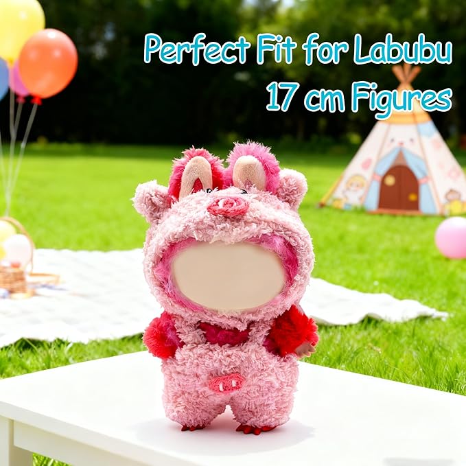 17cm Doll Clothes, Bear Outfits for Clothes Set, Premium Fashion Dolls Keychain Accessories, Faking Animal Style Outfit Jumpsuit (Zhu)