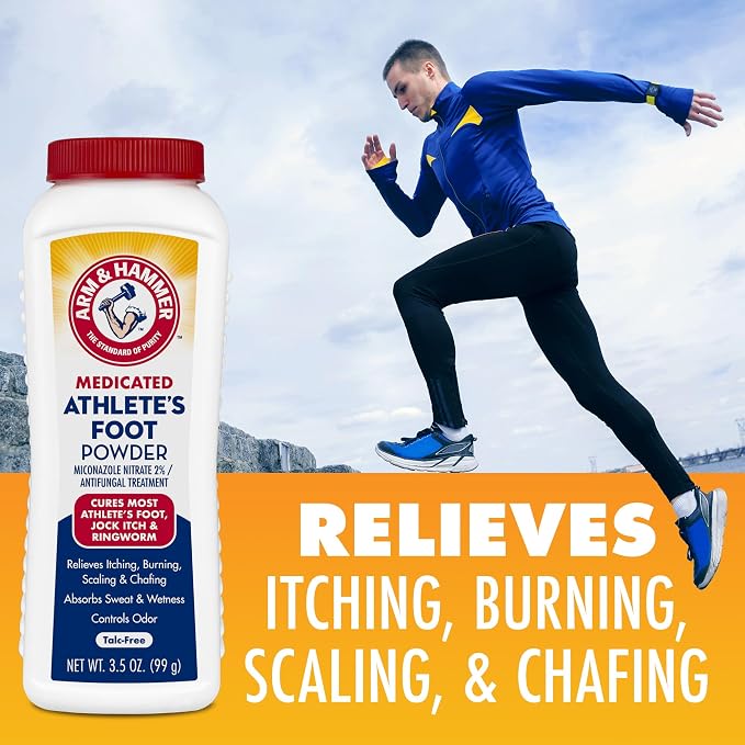 Arm & Hammer Athlete's Foot Powder - Antifungal Treatment for Feet with Baking Soda - Relieves Itching, Burning, and Odor - Clinically Proven Formula - 3.5 oz