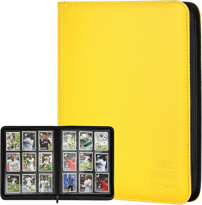 Trading Card Binder, Premium 9 Pocket Double Sided 540 Pocket PU Card Collection Binder, Collectible Trading Card Albums for MTG, TCG, Sport Card, Game Cards (Yellow 1)