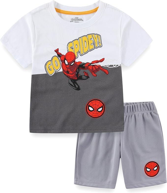 Marvel Spider-Man Boys 2 Piece Short Sleeve T-Shirt and Shorts Set for Toddler and Big Kids