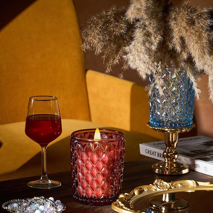 M&SENSE 16.6oz Wood Wick Scented Candle, Non Toxic Soy Wax with Crackling Wick, PearFreesia Scent 100H Burn Long Lasting for Bedroom Kitchen Home Decor, Housewarming Gifts for Family Friends