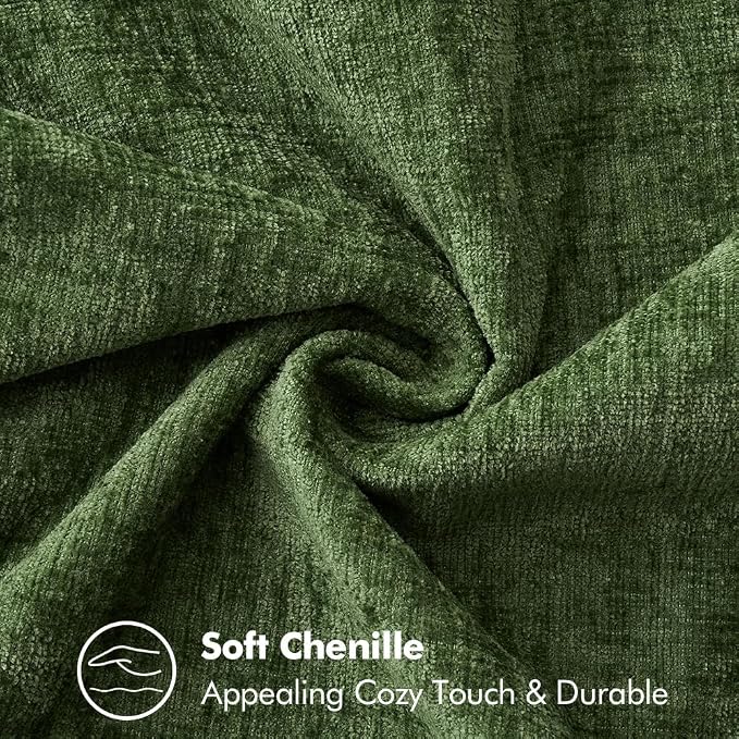 MIULEE Decorative Lumbar Throw Pillow Covers 12x20 Inch Forest Green 2 Pack | Farmhouse Pillow Covers with Stitched Edge, Soft Chenille Cushion Cases, for Couch Sofa Bed Living Room Home Decor,Moss Green